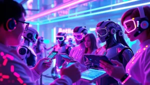 Engaging NSFW character AI interaction in a futuristic digital environment.