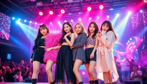 blackpink members showcasing their unique styles and energy during a vibrant concert.