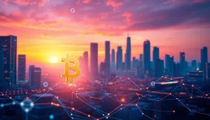 Comprendre bitcoin à travers une illustration numérique dynamique des symboles Bitcoin et graphiques.