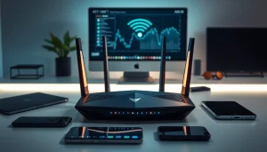 AX88 Code hiển thị bộ định tuyến ASUS RT-AX88 tiên tiến trong một cấu hình mạng gia đình sáng tạo.