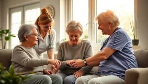 Senior caregivers Austin TX providing compassionate assistance to elderly clients in a warm environment.