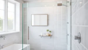Beautiful shower screen door enhances a modern bathroom with elegance.