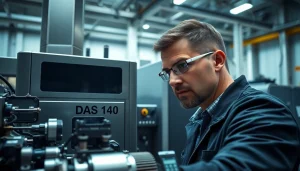 Engineer inspects the advanced DAS 140 machinery in a modern workshop setting.