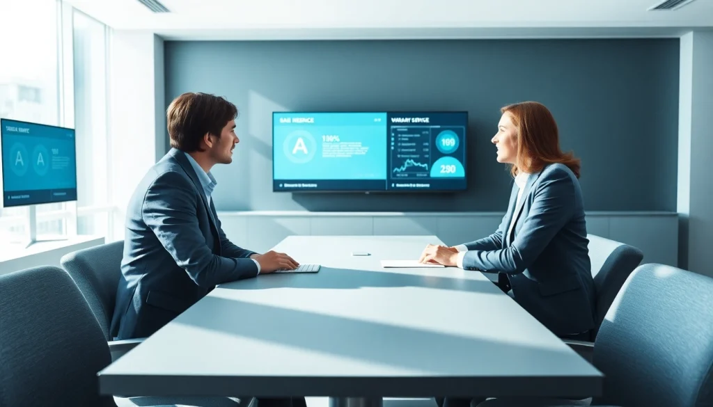 Assessing safety of an AI powered warranty company in a modern office setting with professionals.