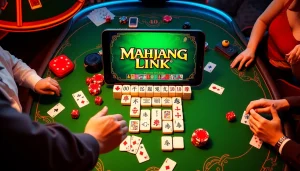 Bergabunglah dalam permainan link mahjong yang mendebarkan di meja kasino mewah.