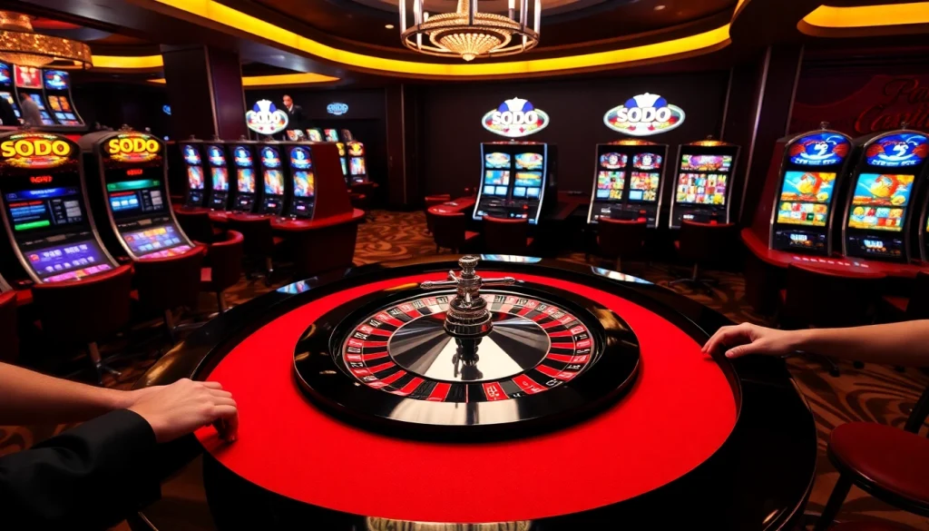 Players enjoying roulette and slots at SODO Casino, highlighting excitement in gaming.
