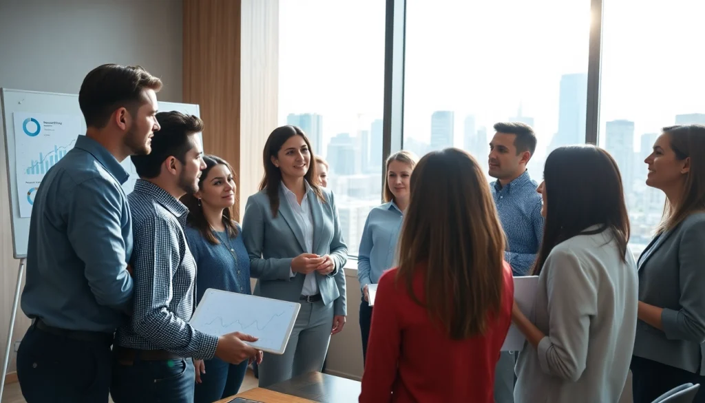 Team collaboration showcasing growth strategy trends in a vibrant office setting.