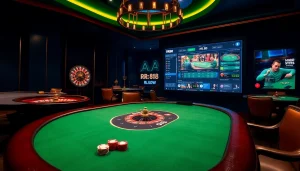 RR88 showcases players enjoying strategic poker games in a luxurious casino environment.