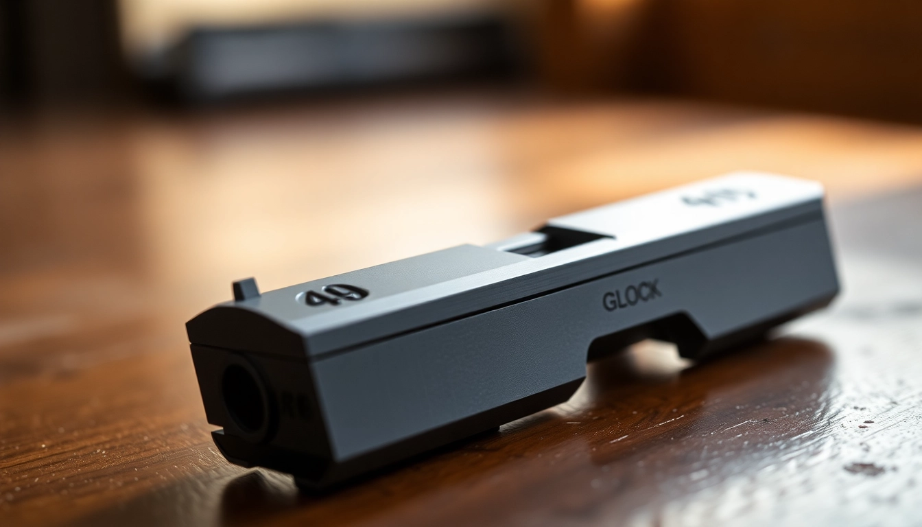 Examine the glock 19 slide showcasing precision mechanics and craftsmanship.