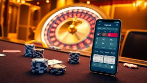 Experience the thrill of victory with Jogoluck at a luxurious casino table filled with poker chips and cards.