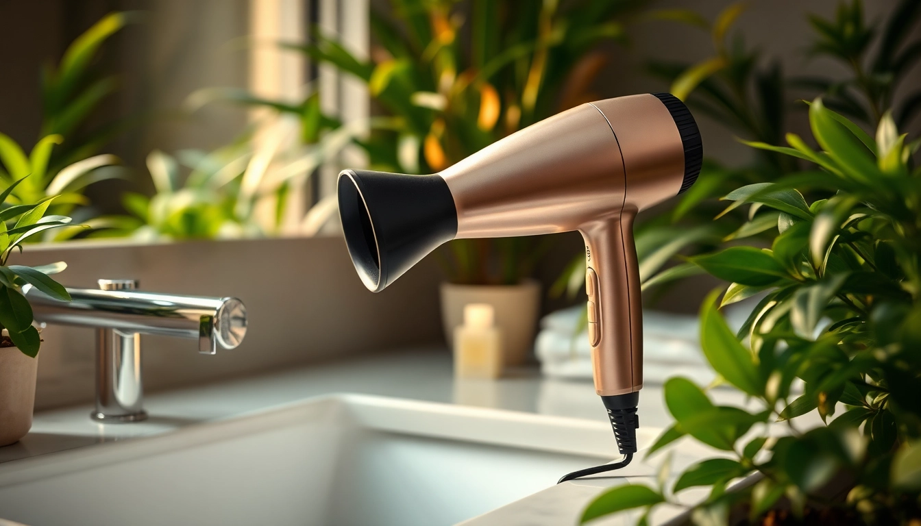 Styling with a hair dryer for frizzy hair to achieve a sleek, polished look.