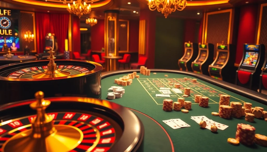 Vivez l'adrénaline du casino en ligne France avec une élégante roulette et des machines à sous scintillantes.