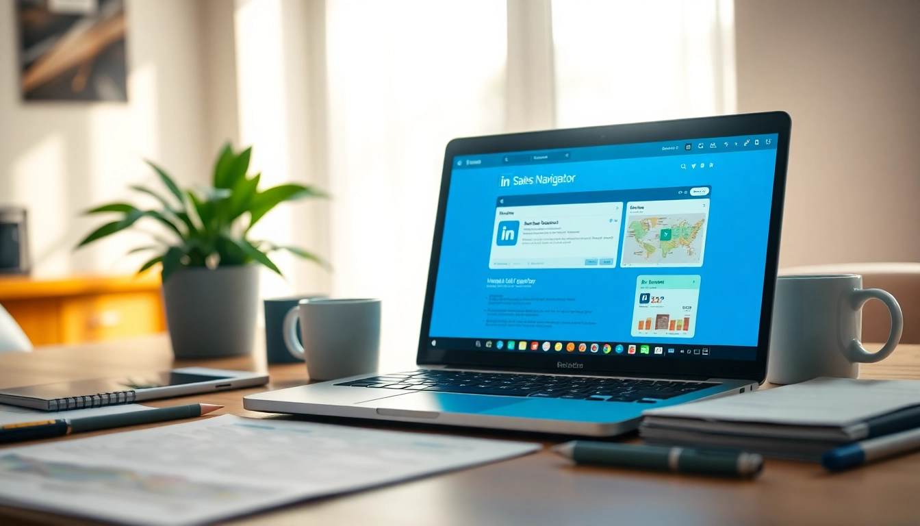 Optimize linkedin sales navigator data extraction process with a functional workspace layout.
