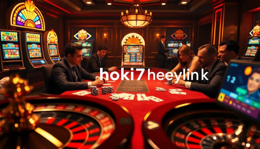 Experience the thrill of winning with hoki77 heylink at a glamorous poker table in a casino.