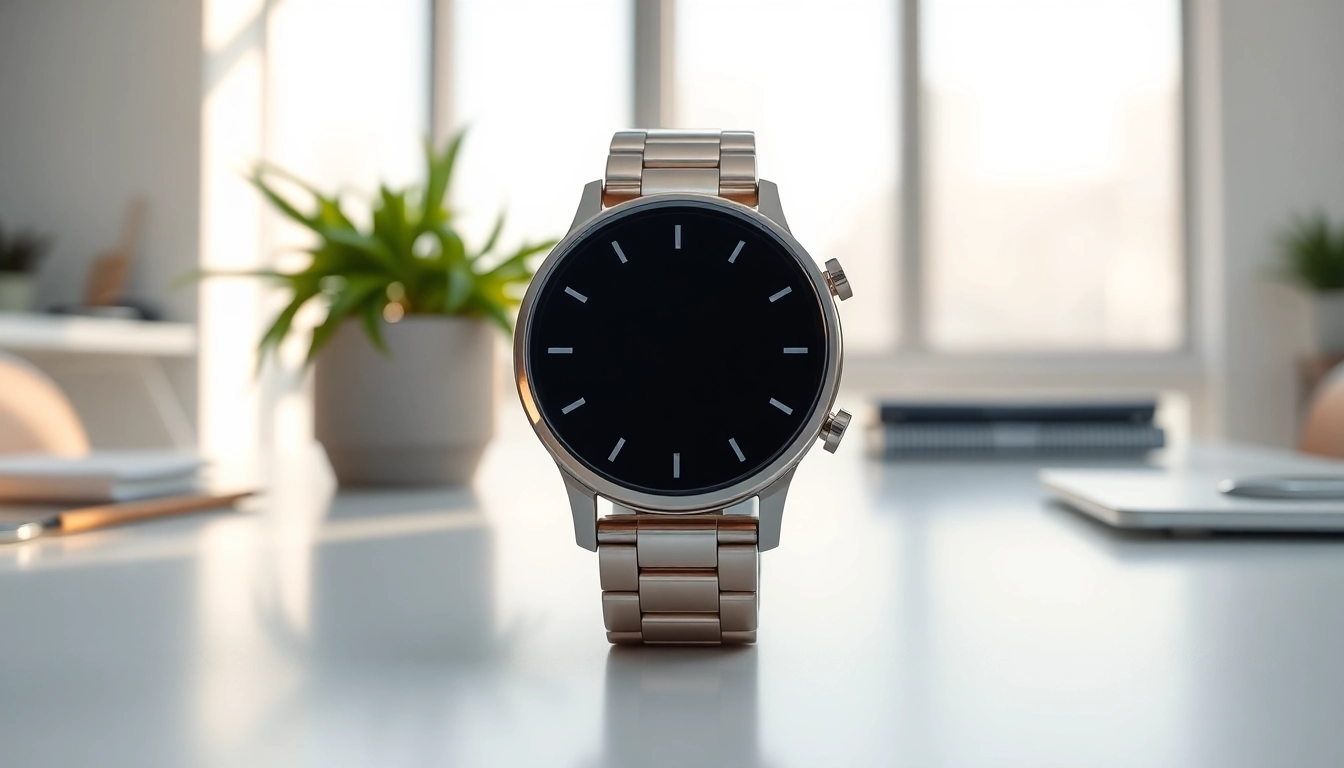 Showcasing the Pulse Smart Watch on a stylish desk, emphasizing its professional appeal and health-centric features.