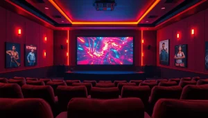 ดูหนัง ภายในโรงภาพยนตร์ที่มีบรรยากาศอบอุ่นและและมีภาพยนตร์บนจอขนาดใหญ่