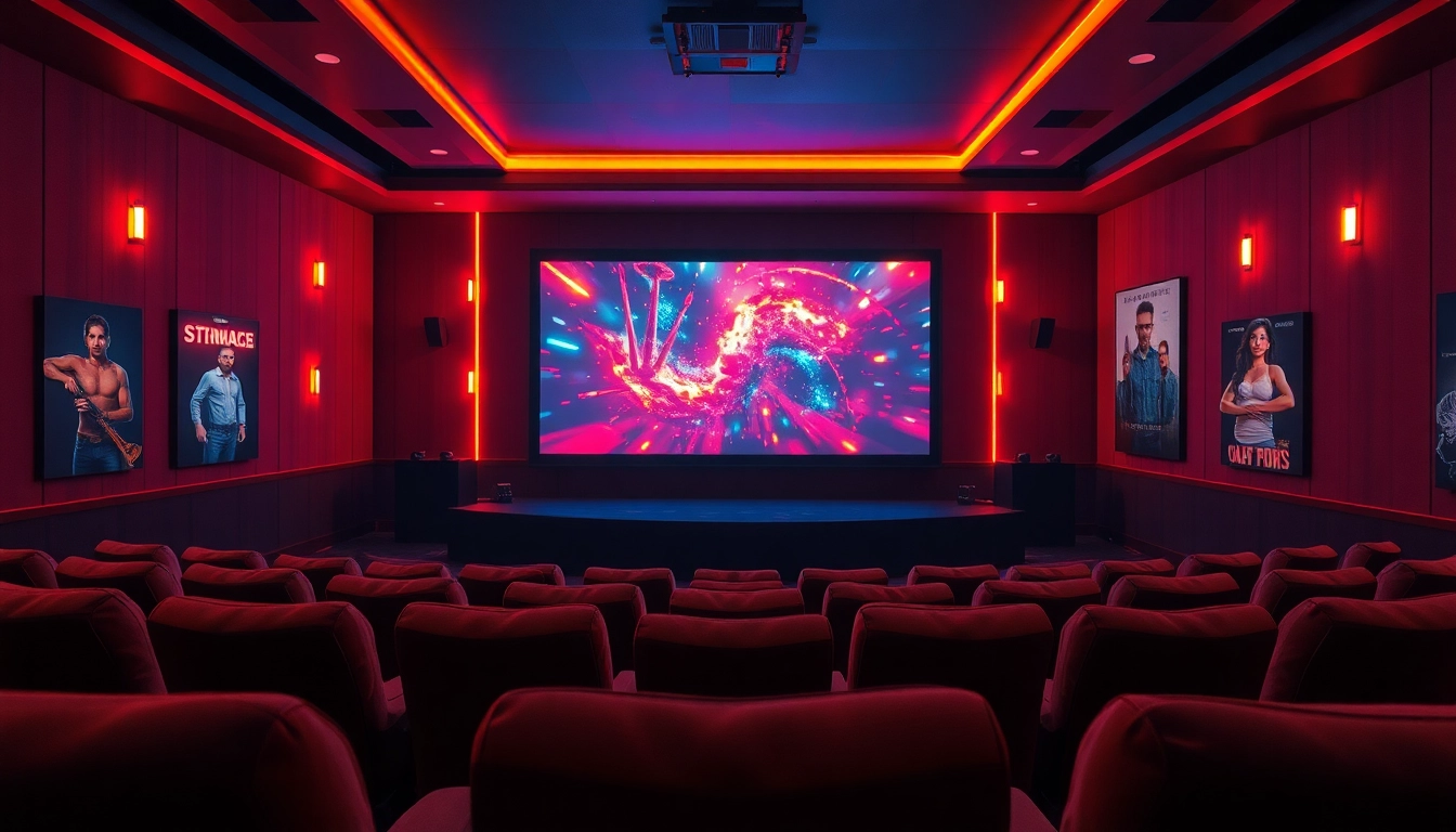 ดูหนัง ภายในโรงภาพยนตร์ที่มีบรรยากาศอบอุ่นและและมีภาพยนตร์บนจอขนาดใหญ่
