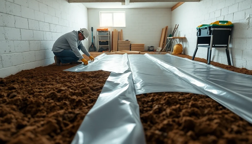 Vapor Barrier Installation by professionals ensuring a clean crawl space.