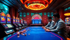 Engaging in bắn cá đổi thưởng game action at a vibrant online casino table with interactive interfaces.