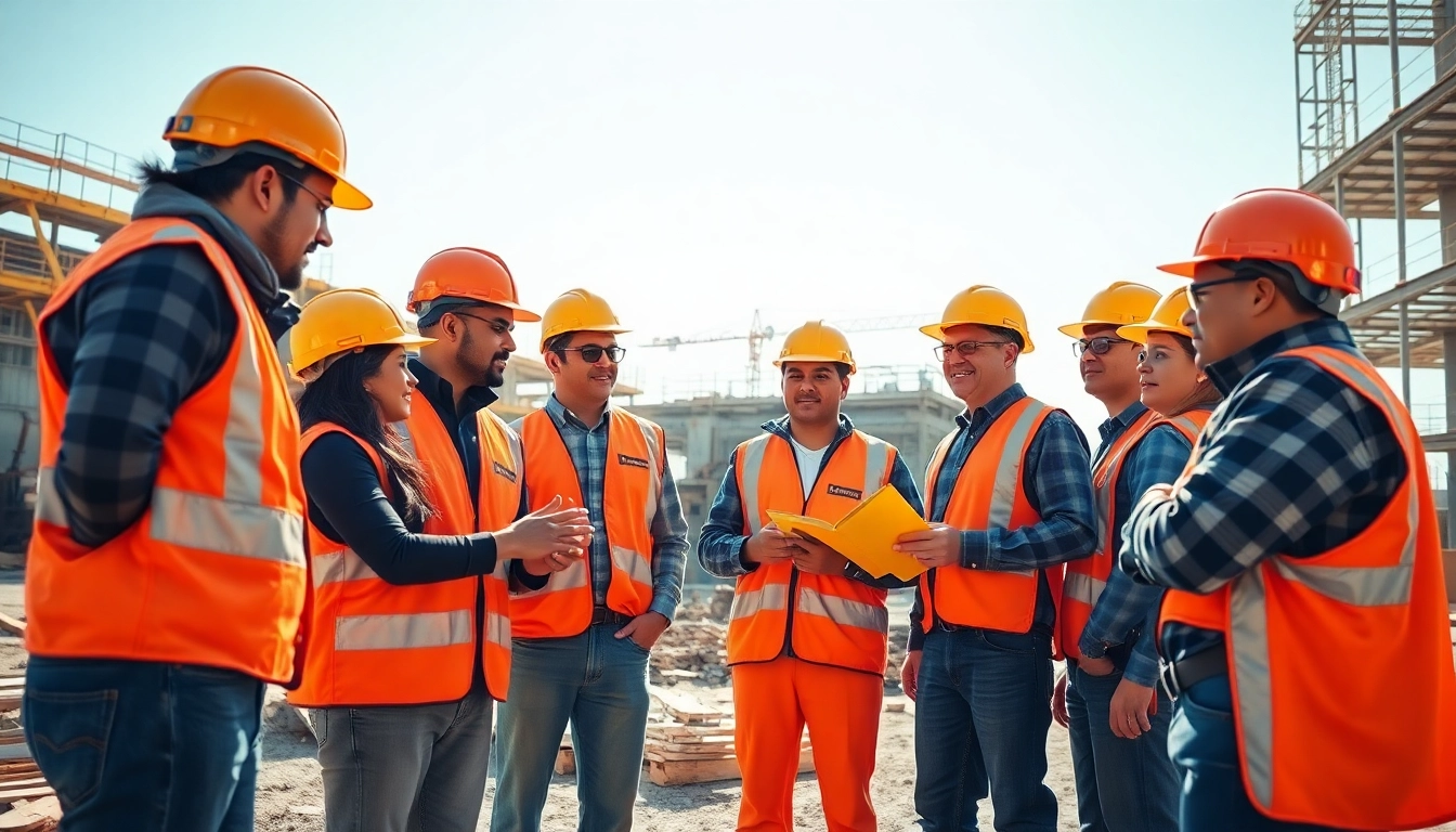 Construction safety programs emphasized as workers engage in a training session with safety gear.