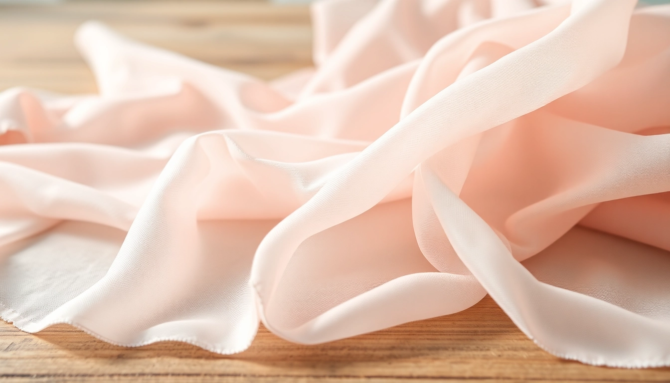 Chiffon stof met rijke textuur en zachte pastelkleuren voor mode en interieur.