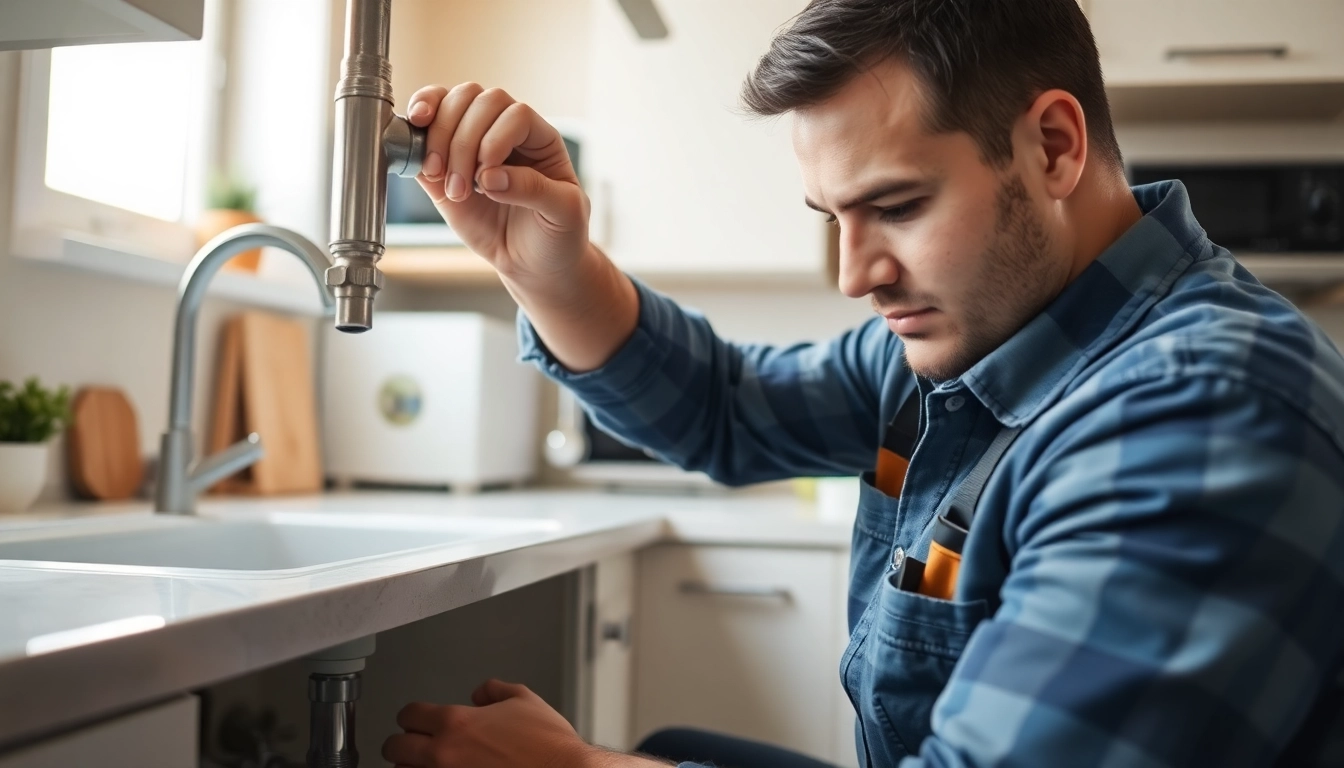 Reliable plumber near me fixing a leak under kitchen sink for trustworthy services.
