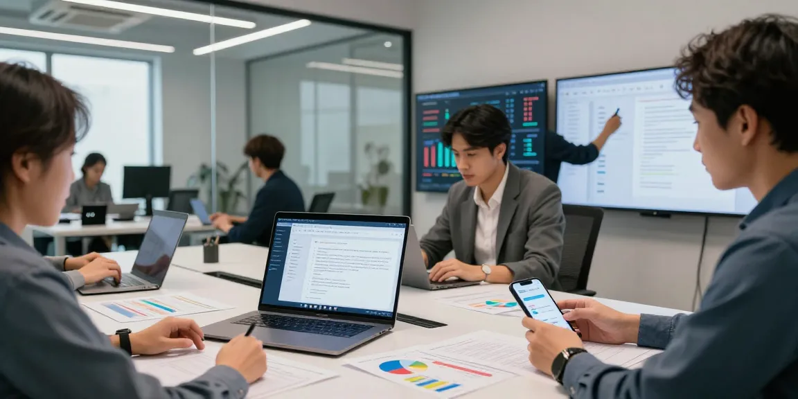 Detect PDF fraud with AI technology as professionals collaborate on advanced document verification software.